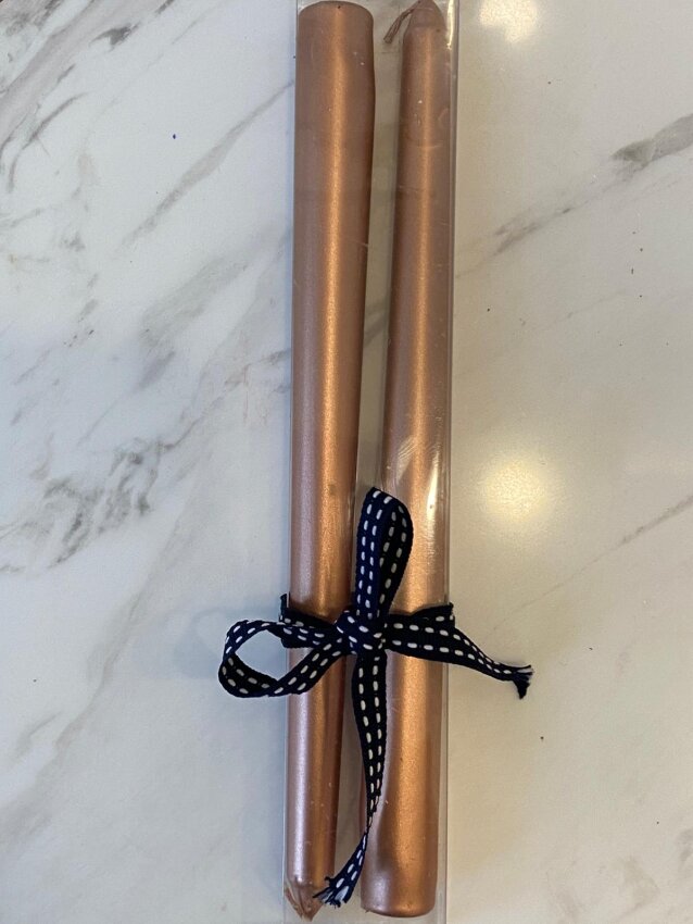 2'li Şamdan Mumu Bakır Renk (Konik) 25cm - 1