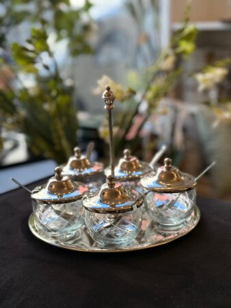 5 li Gümüş Reçellik - Baharatlık Seti