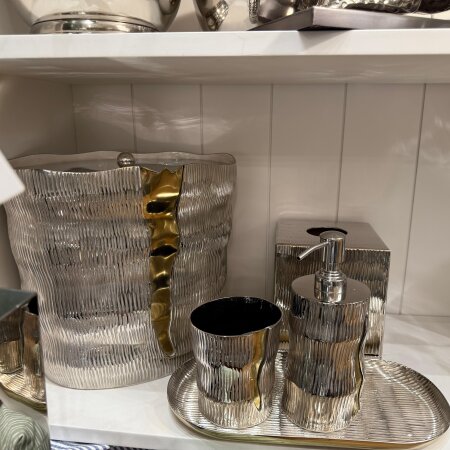 5 Parça Silver Gold Detaylı Banyo Seti