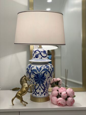Bleu Blanc Flower Desen Abajur (58cm) - 1