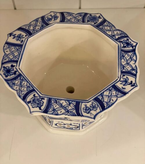 Bleu Blanc Köşeli Mini Saksı - 3