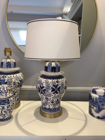Blue Blanc Klasik Desen Abajur (58cm) - 1