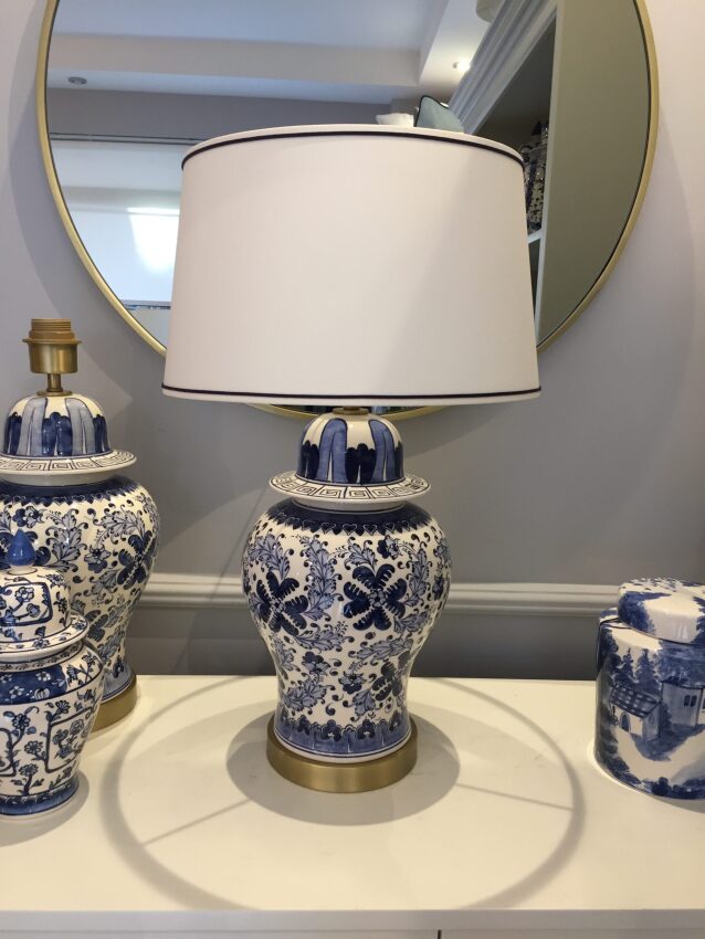 Blue Blanc Klasik Desen Abajur (58cm) - 1
