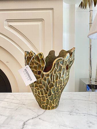  İthal Antik Gold Dokulu Vazo