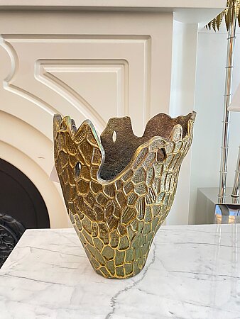 İthal Antik Gold Dokulu Vazo