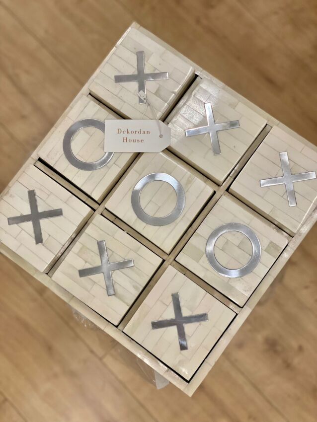 İthal Dekoratif TIC TAC TOE Gümüş Detaylı - 2