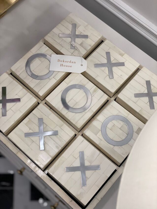 İthal Dekoratif TIC TAC TOE Gümüş Detaylı - 3