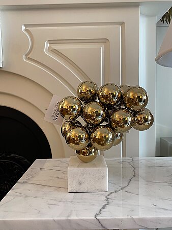İthal Mermer Kaideli Gold Dekor Obje