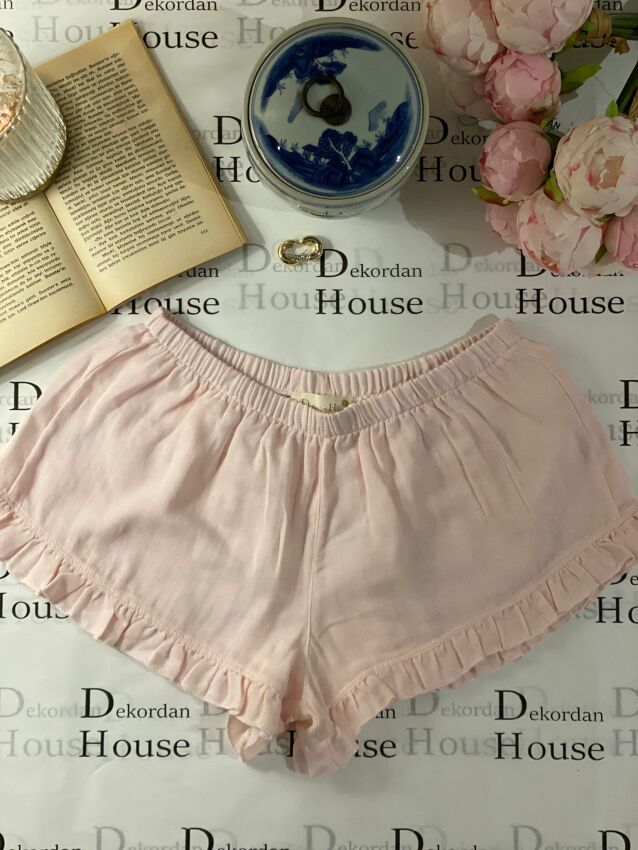 Pembe Mini Organik Müslin Şort Fırfırlı (S-M Beden) - 1