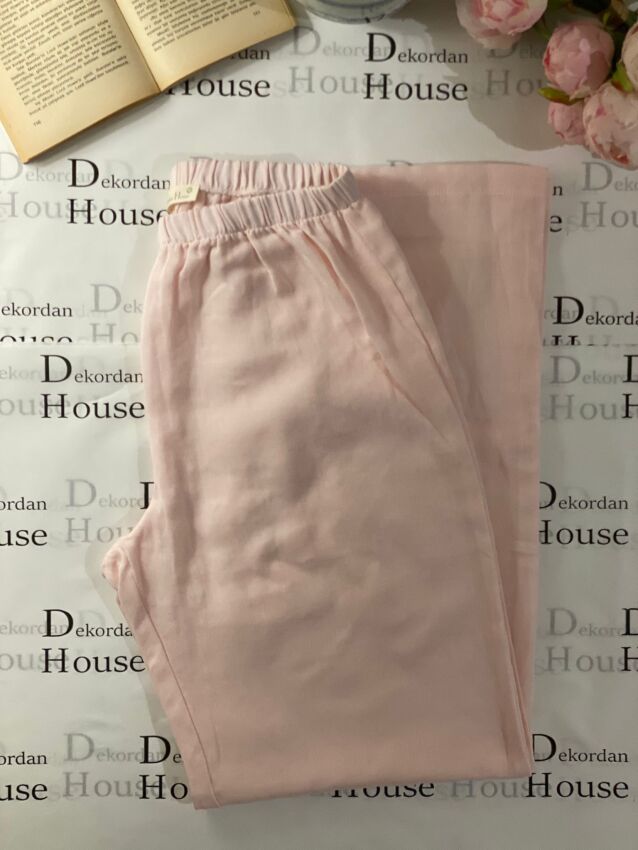 Pembe Organik Müslin Uzun Alt Pijama (S-M Beden) - 1