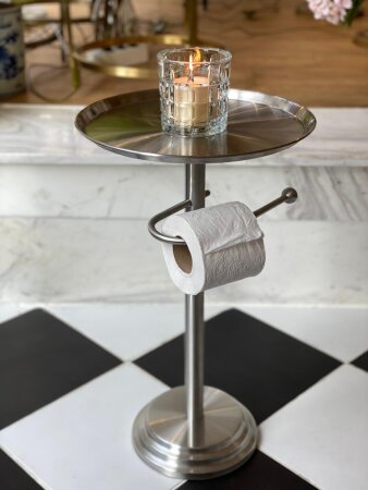 Roll & Rest Banyo Sehpası (Mat Gümüş)