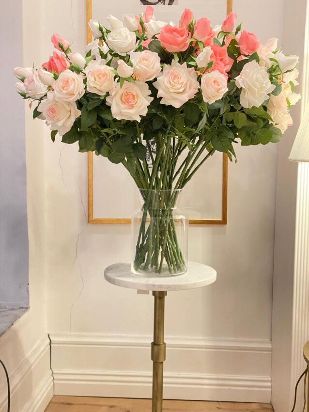 Yapay 1. Kalite 3 Dal Islak Gül Demeti (75cm) - 1