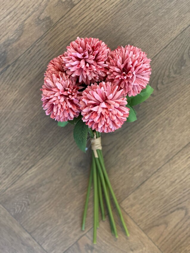  Yapay 1 Kalite Beyaz 7 Dal Pastel Pembe Krizantem Çiçeği - 1