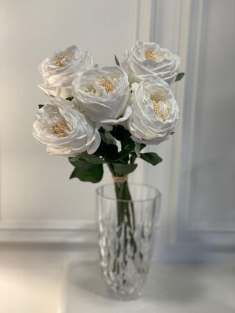 Yapay 1. Kalite Islak Dokulu 5 Dal Beyaz Şakayık - 1
