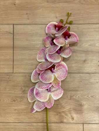 Yapay 1. Kalite Orkide Dalı (Fuşya-Krem) 88cm - 2