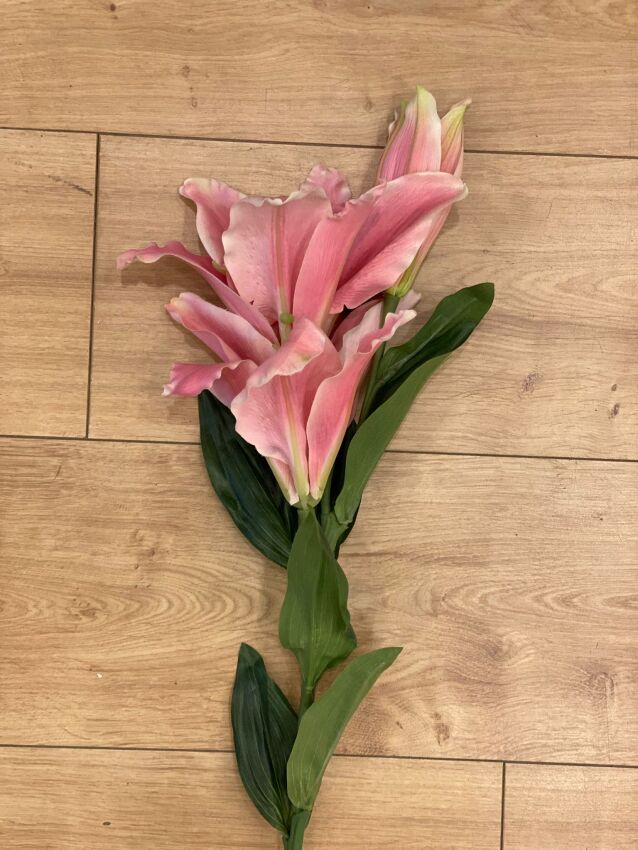 Yapay 1.Kalite 3lü Pembe Lilyum 95 cm - 1